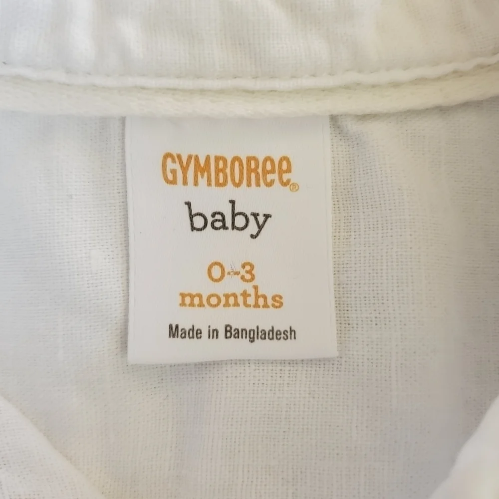 K1097 * Gymboree Boys Button Down Shirt White Size 0/3M